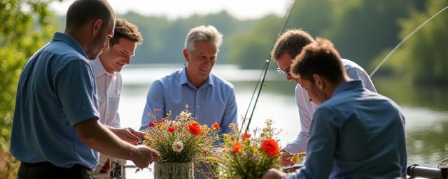 Corporate team building with fishing and floral workshops